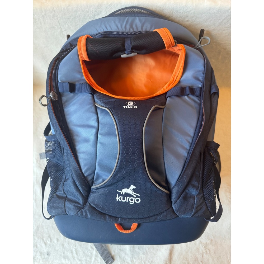 Kurgo G-Train K9 Pet Carrier Backpack Navy Blue Orange Good Technical Hiking